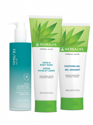 ensemble de soins corporels à l'aloe vera Herbalife : gel de lavage, lotion