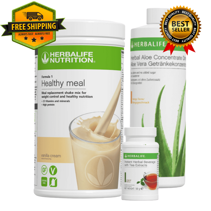 Herbalife 21 Day Breakfast Bundle with Formula 1 Shake, Instant Herbal Beverage and Herbal Aloe Concentrate