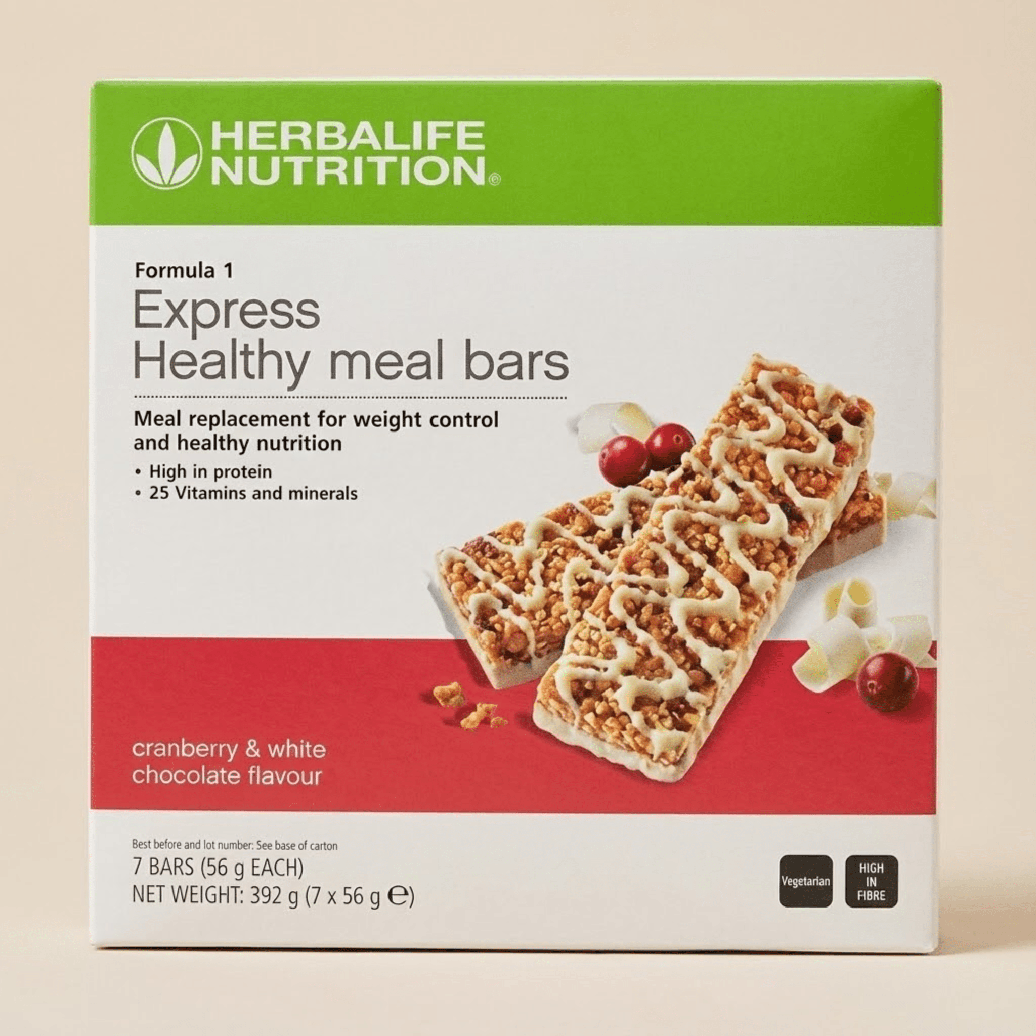 Herbalife Formula 1 Express Bars cranberry white chocolate flavour nutrition bars