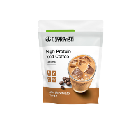 Herbalife high protein iced coffee latte macchiato 308g protein drink mix with coffee flavour