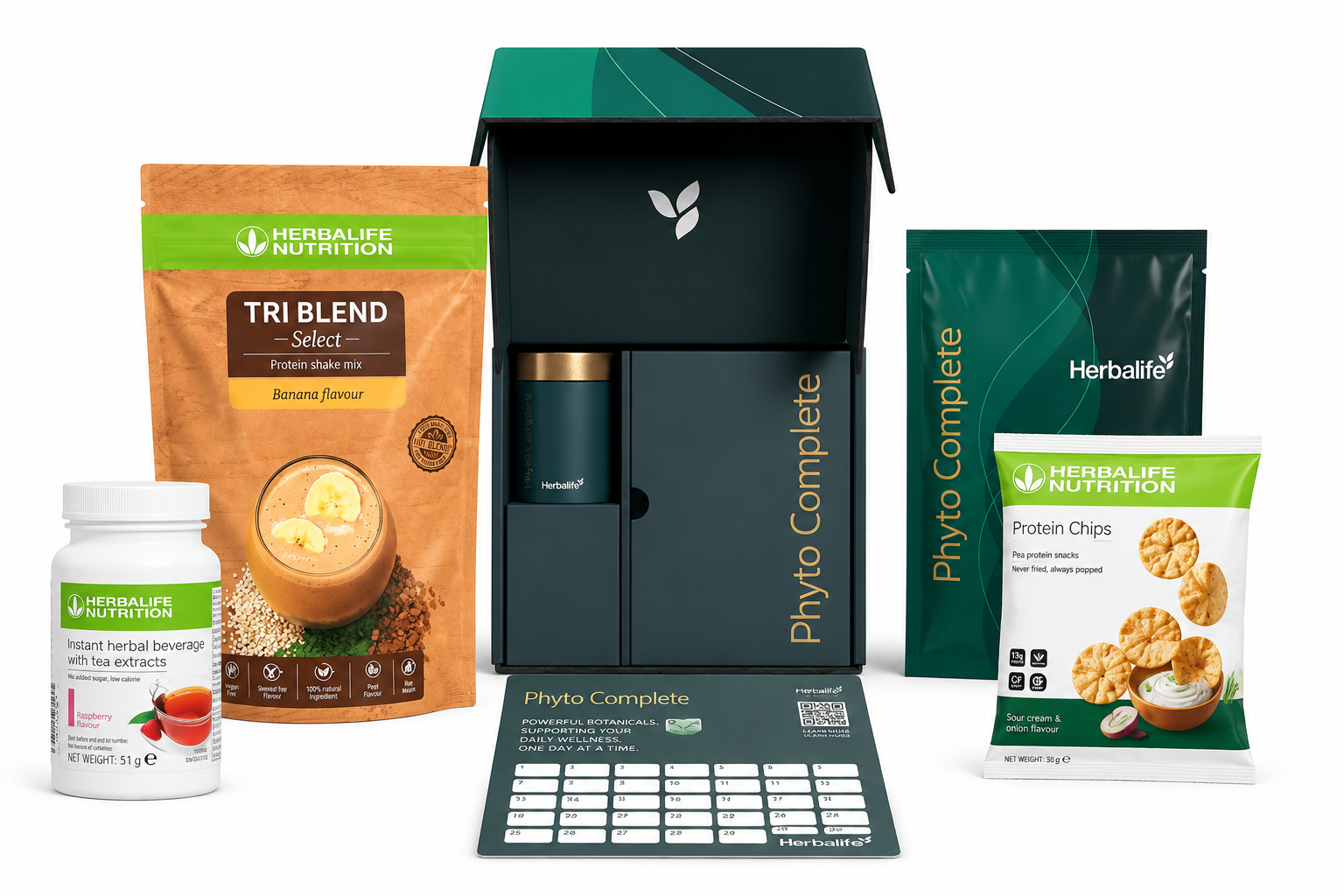 Herbalife Vegan Starter Nutrition Bundle with Tri Blend Select Protein Shake, Instant Herbal Beverage and Phyto Complete